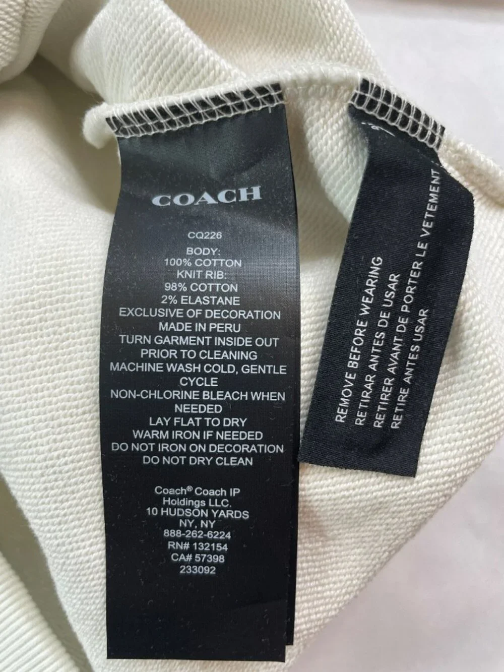 Coach Location Hoodie Cream Logo Embroidery Cotton Unisex Sz XS MSRP$295 DEFECT - Picture 10 of 15